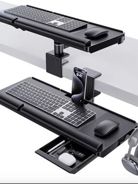 Klearlook Upgraded Adjustable Keyboard Tray for Above Desk & Under Desk Use
